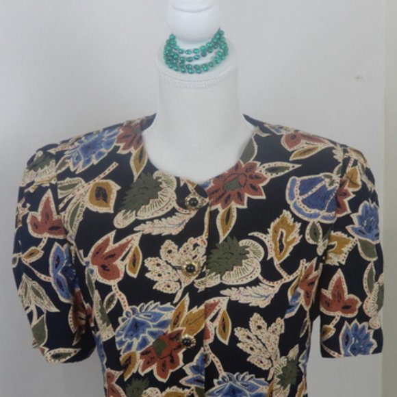 Peri Petites Women's Button Front Shirt Size 8 Black Blue Sleeve Shirt (SS062) - Picture 7 of 10